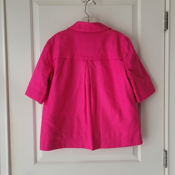 Bright Pink Harve Benard Button Up Jacket Blazer 3/4 Sleeves - Picture 4 of 9